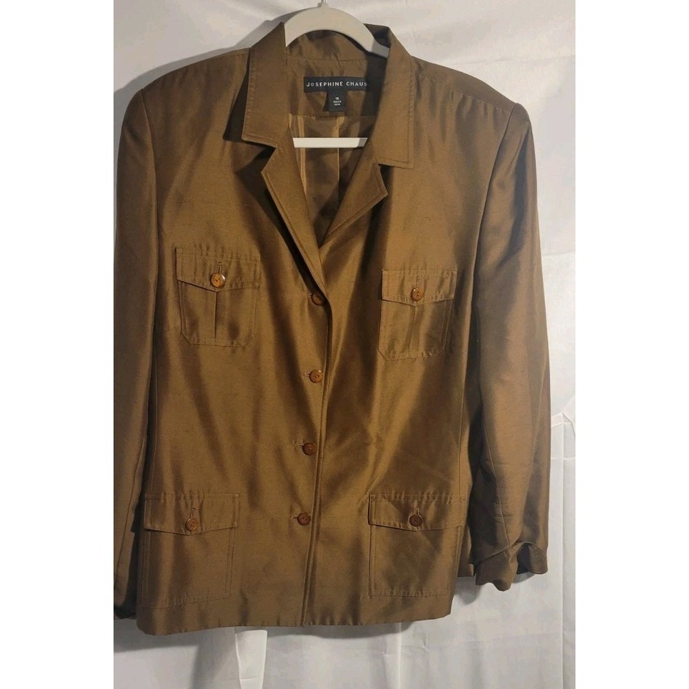 Josephine Chaus Sz 16 Silk Brown Suede Look Brown‎ Blazer Jacket